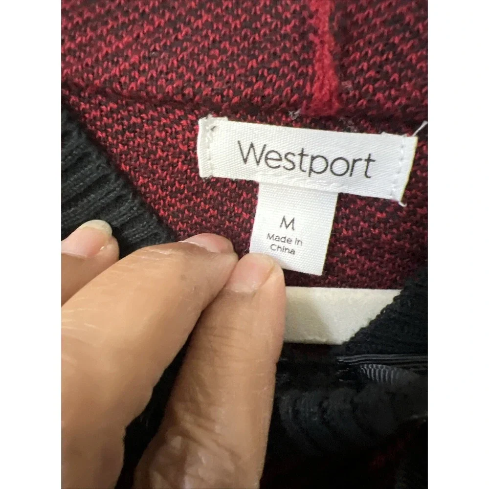 Westport Hoodie Sweater‎ Women's  Knit Long Sleeve Crew Neck Checkered